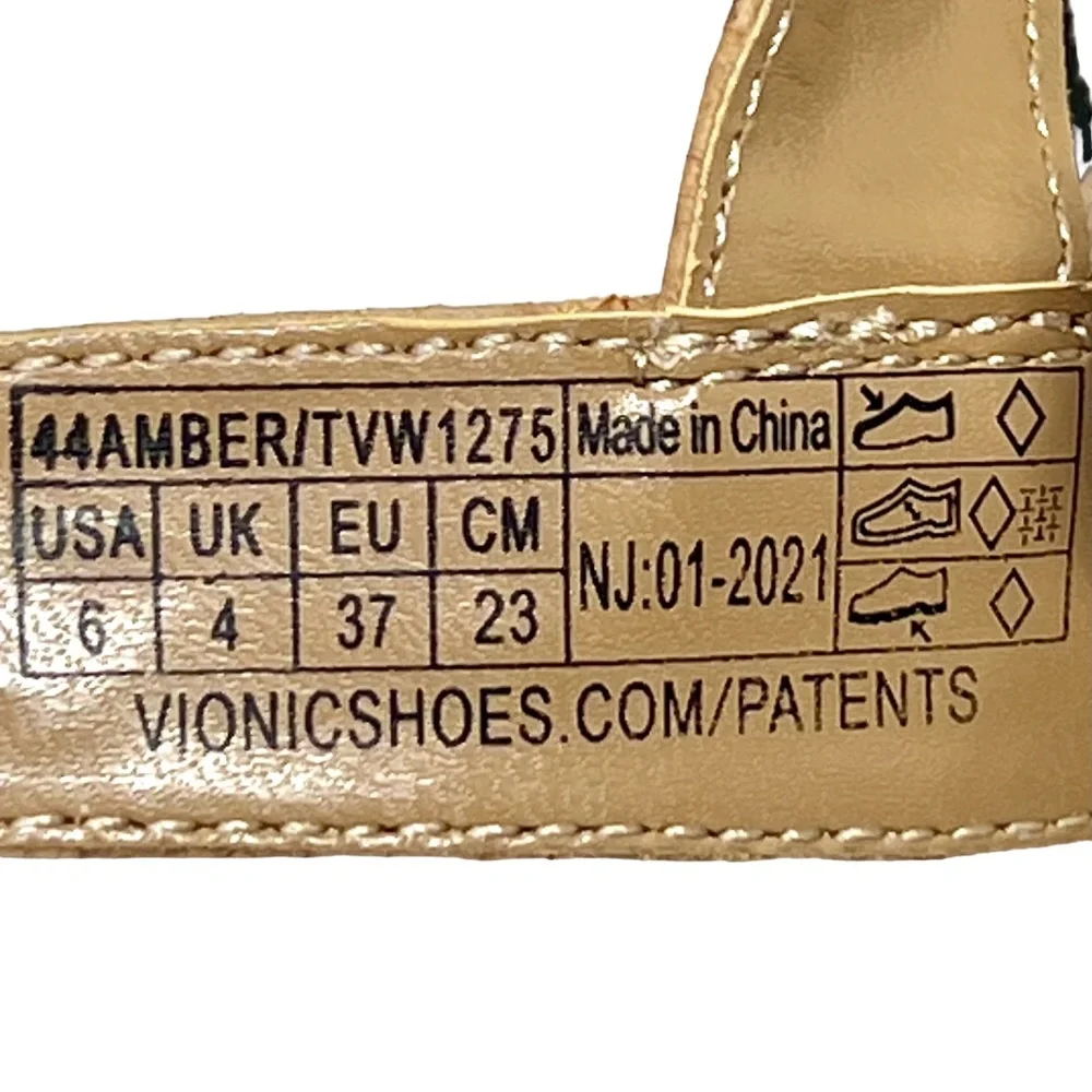 Vionic women's Amber gold cork adjustable strap sandals size 6